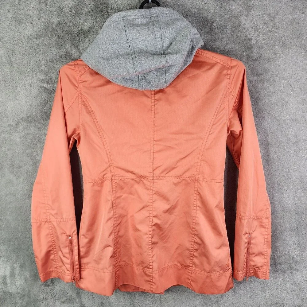 Womens Hurley Double Breasted Coral Jacket w/ Removable Gray Hood Button Front S - Picture 8 of 14
